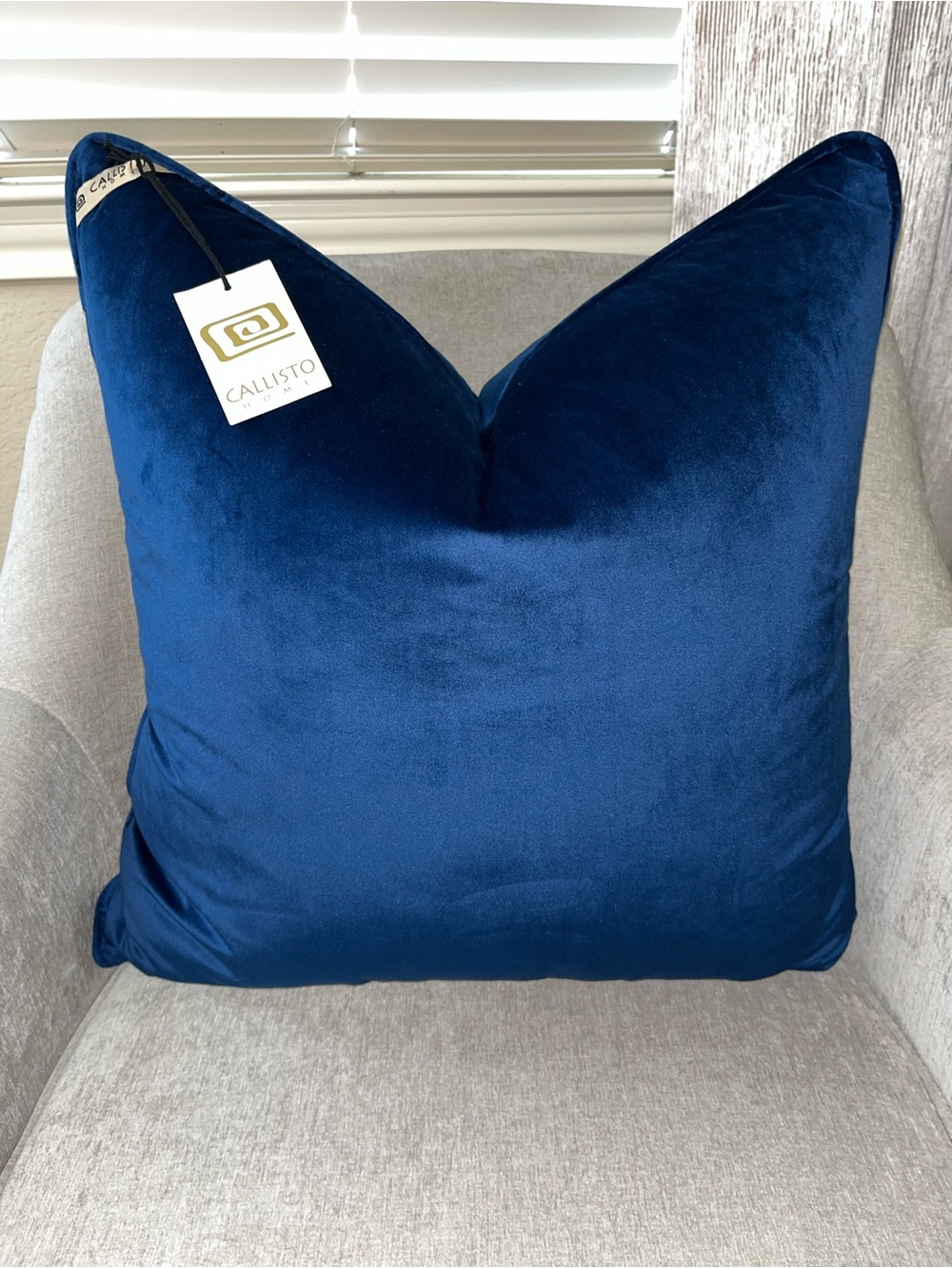 1-NWT CALLISTO HOME LUXURY BLUE VELVET DECORATIVE THROW PILLOW
( T1474F15)